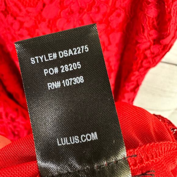 Lulus Womens size XL Royal Treatment Red Lace Midi Skater Dress - Picture 10 of 11